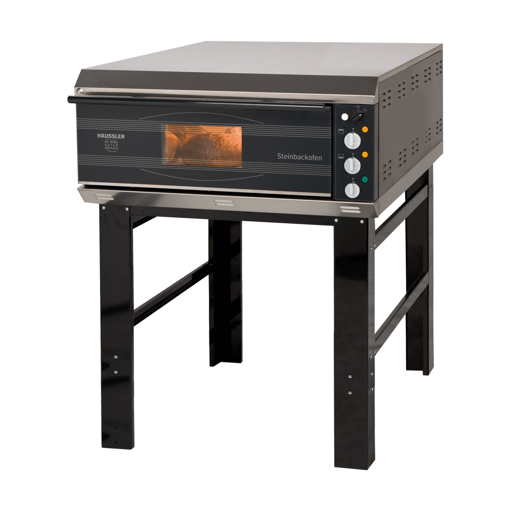 schwarzer Elektro-Steinbackofen mit Untergestell