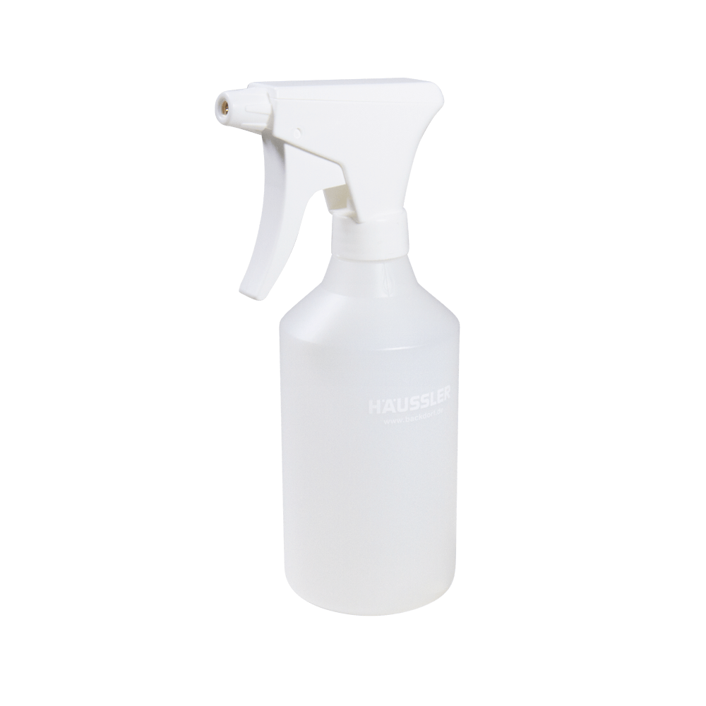 Feinsprüher für beste Backergebnisse Weiße Sprühflasche mit weißem Sprühkopf