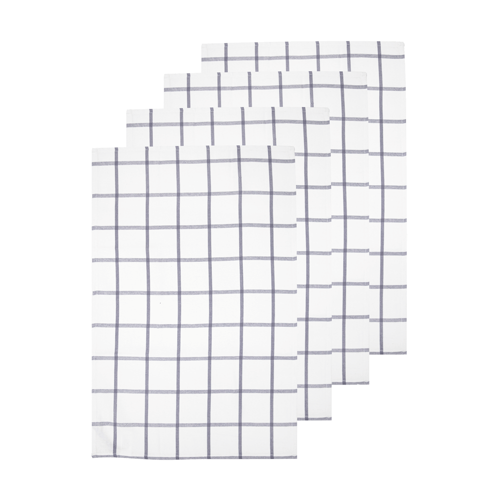 Geschirrtuch anthrazit-weiß kariert ohne Hintergrund.