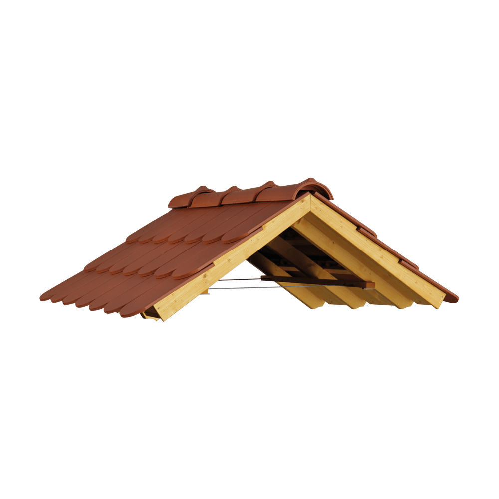 Satteldach Biberschwanz rot Satteldachdach Biberschwanz rot nicht montiert ohne Hintergrund