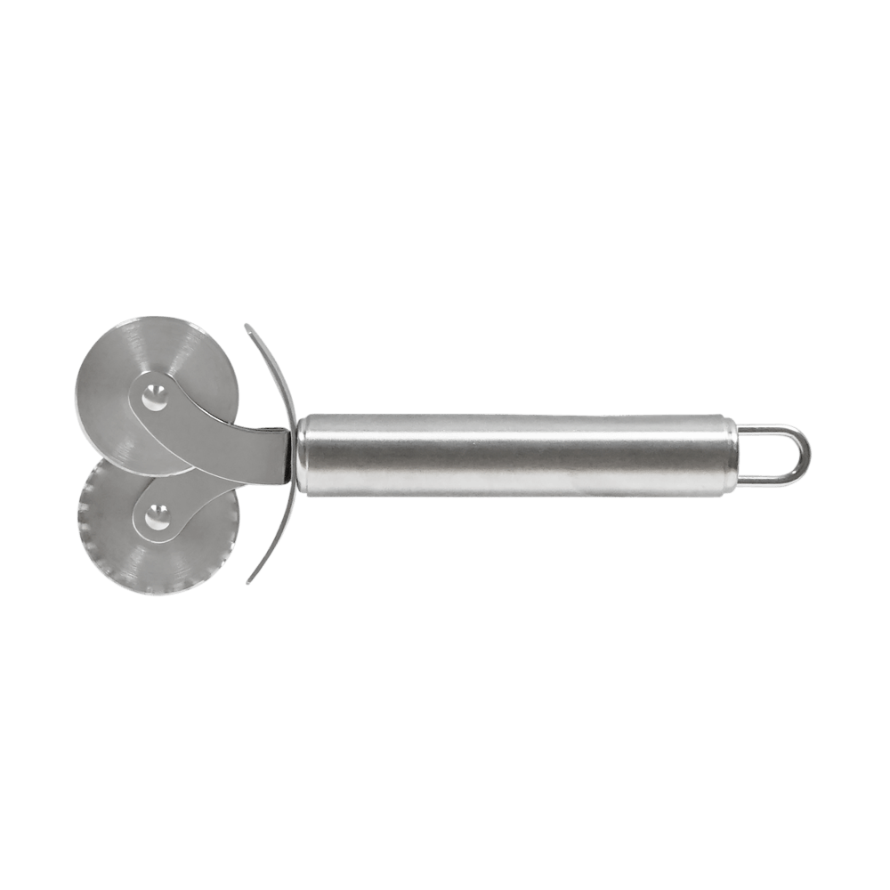 Teigrädchen Gourmet wellig+glatt Teigrädchen mit zwei Klingen, eine davon wellig ohne Hintergrund.