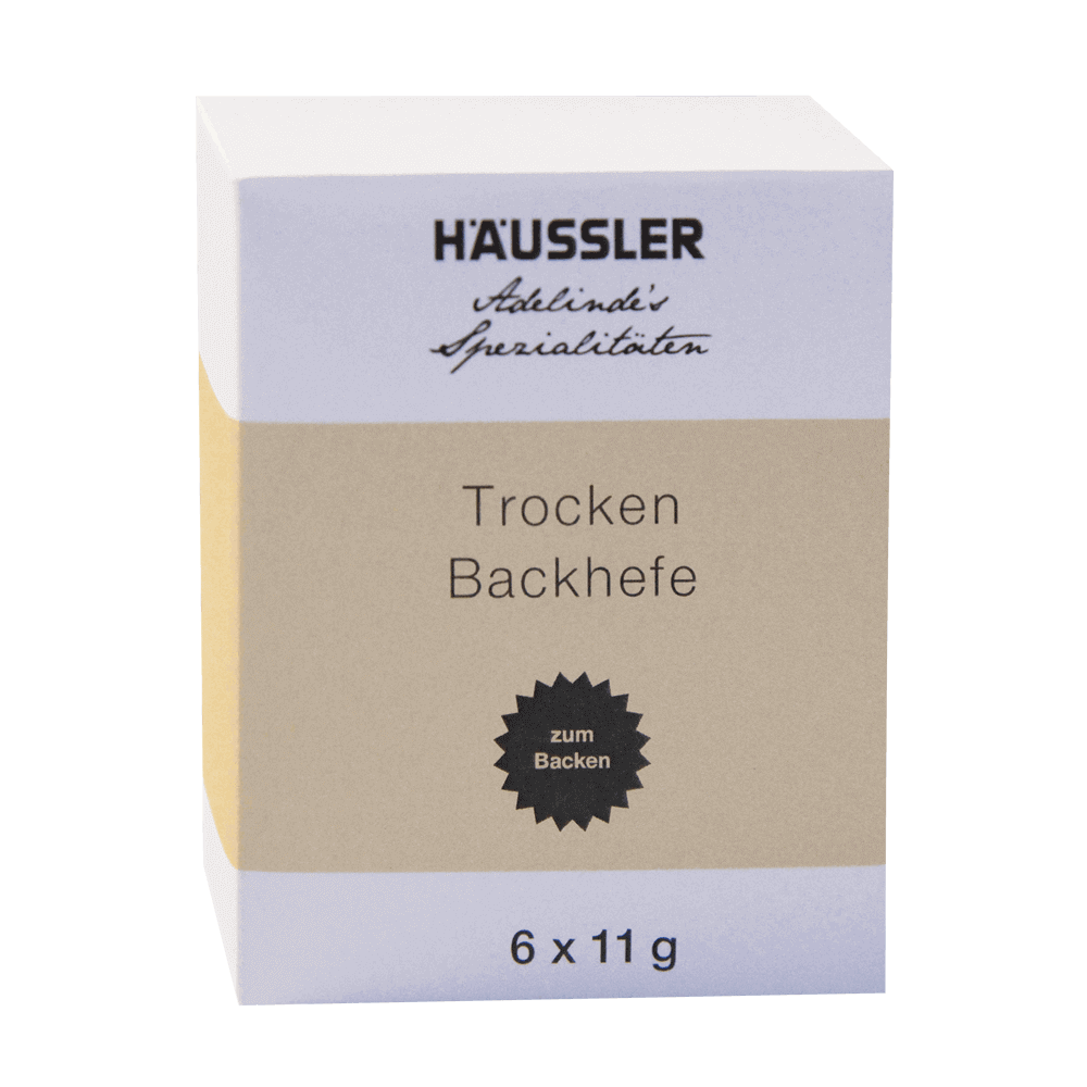 Trocken-Backhefe Quadratische Trocken-Backhefe Verpackung mit 6 x 11 g Inhalt