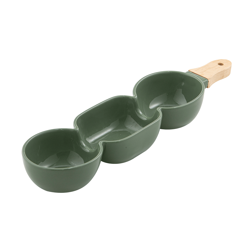 Servierstick 3-teilig - oliv Olivgrüner Servierstick 3-teilig ohne Hintergrund.