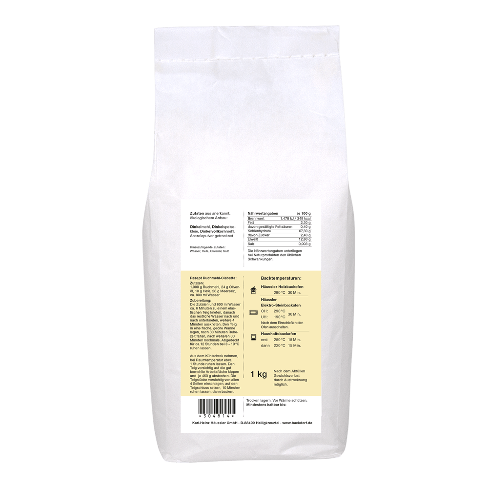 Bio-Dinkelruchmehl 1,0 kg - DE-ÖKO-005