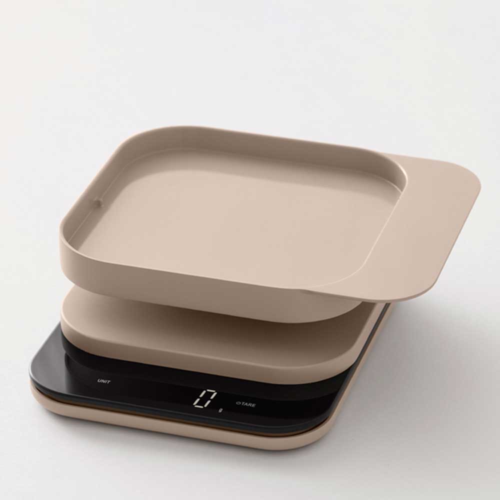 Digitale Küchenwaage mit abnehmbarer Schale aus Kunststoff, Wiegebereich 1 g bis 10 kg, Anzeige in g, kg und m