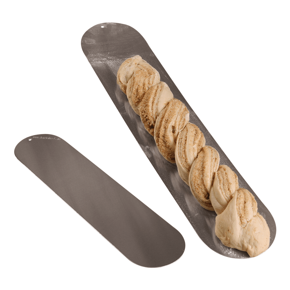 Baguetteschieber Baguetteschieber aus Aluminium in 2 verschiedenen Größen mit einem Hefezopfteig