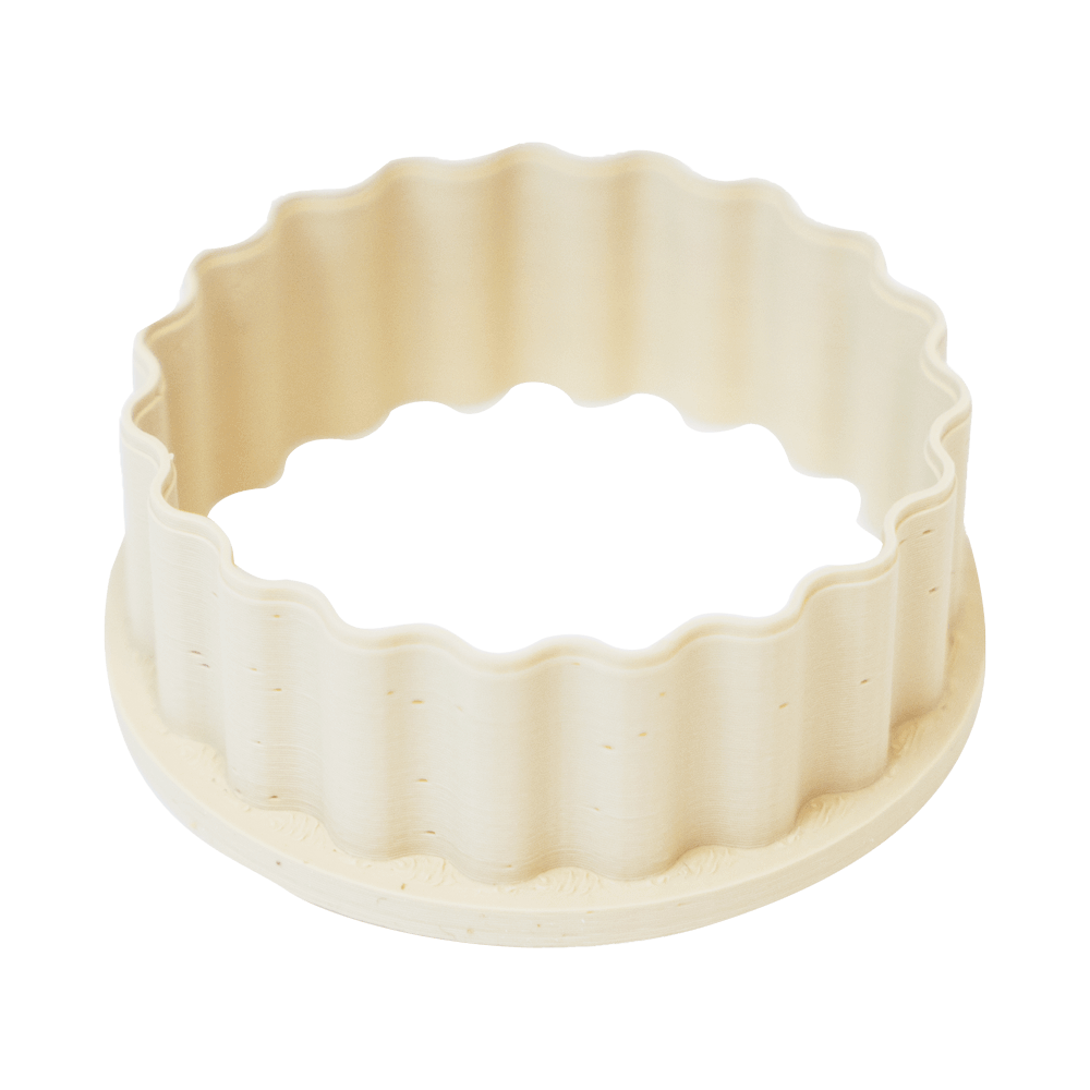 Springerle-Ausstecher rund mit gewelltem Rand, in beige