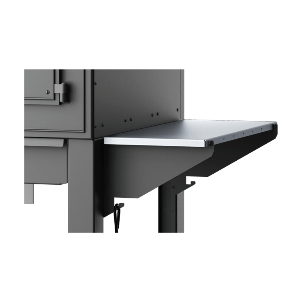 Silberner Ablagetisch angebracht an der Seite des Ofenkorpus HABOGusto