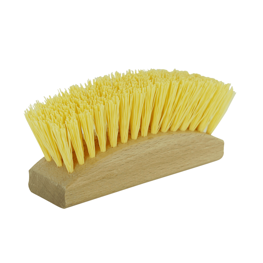 Gärkörbbürste Gärkorbbürste mit leichter Rundung in den Bürsten. Die Bürste liegt auf dem hölzernen Bürstenrücken ohne Hintergrund.