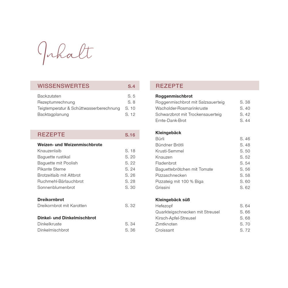 Inhaltsverzeichnis aus dem Häussler-Buch: Unser täglich Brot Band 2