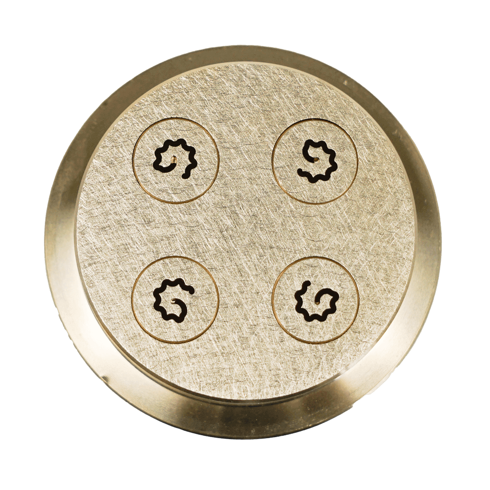 Matrize Nr. 273 - Torchietto klein Nudelmatrize Nr. 273 für kleine Torchietto-Nudeln für Nudelmaschine Emma und PN 100 ohne Hintergrund.