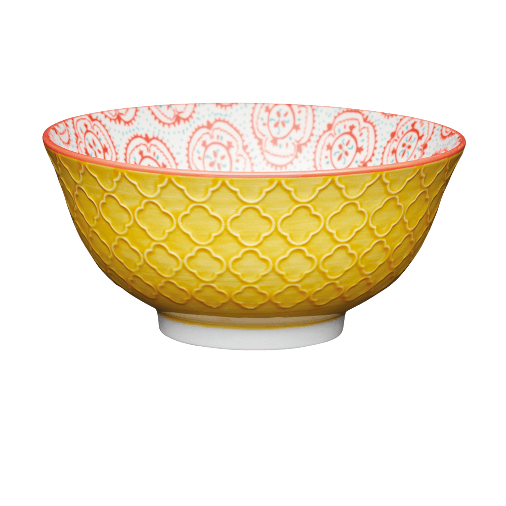 Bowl - yellow floral Gelbe Bowl, innen mit Muster, ohne Hintergrund.