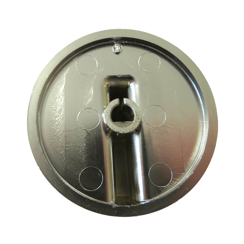 Silberner Drehgriff mit einer Temperaturskala von bis zu 320 Grad für die Elektrosteinbacköfen INO.