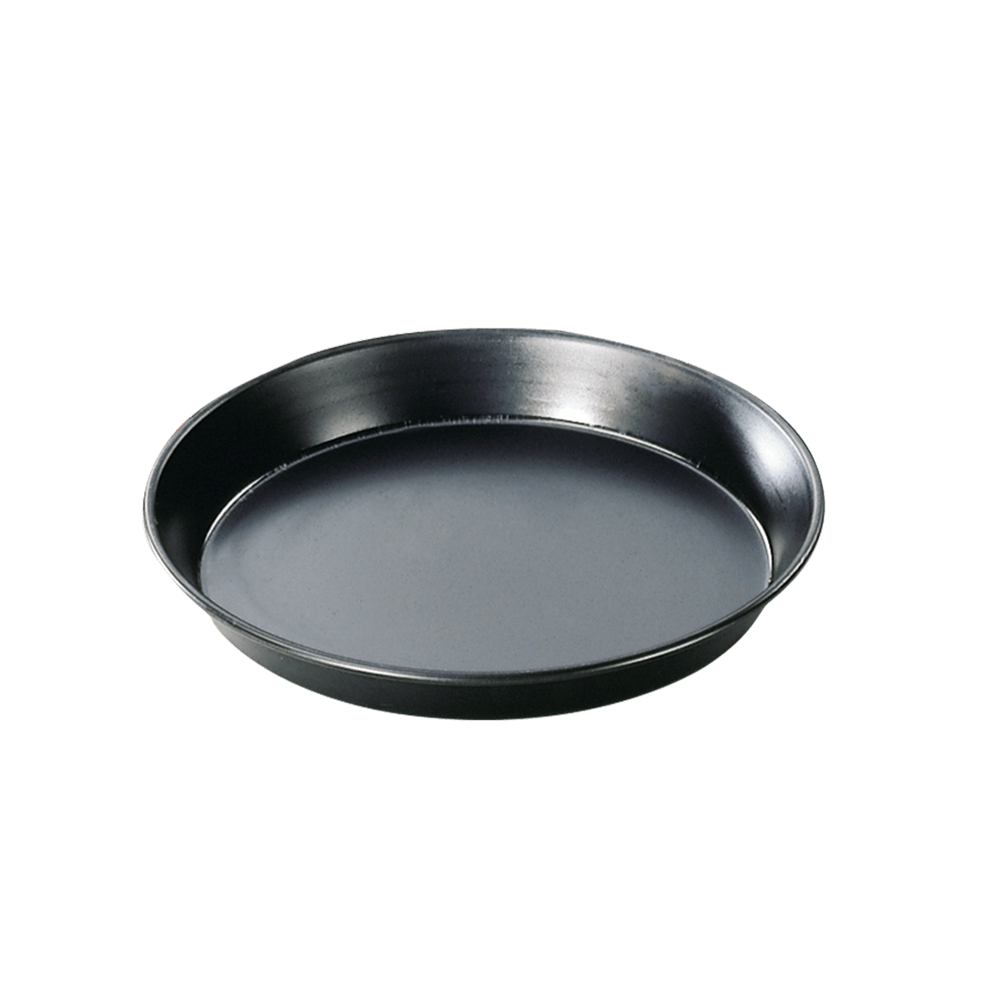 Eine schwarze Blauglanzrundform mit dem Durchmesser 30 Zentimeter und der Höhe von 3 Zentimeter ist ohne Hintergrund abgebildet