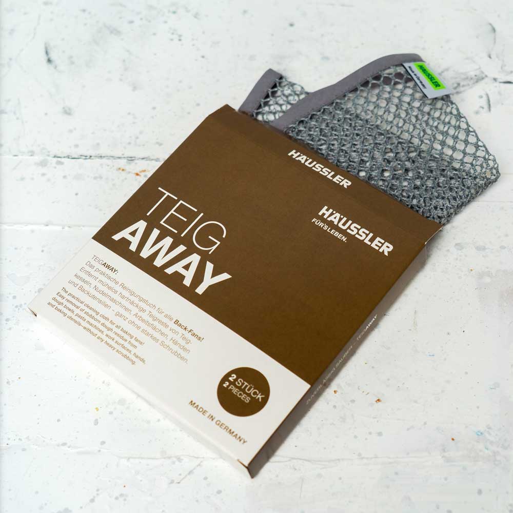 Der Teigaway reinigt effizient Backutensilien Teigaway mit Verpackung