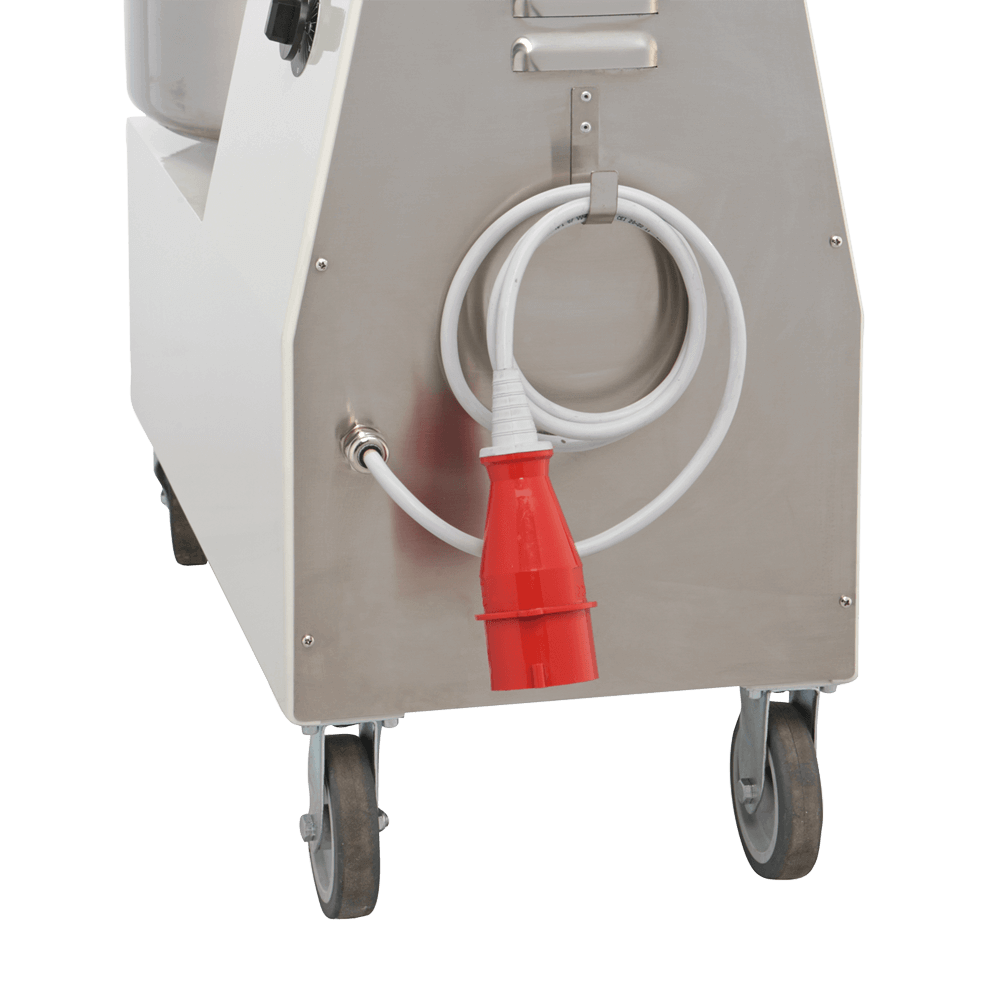 Teigknetmaschine SP10 Stromkabel an der Rückseite der Teigknetmaschine SP10 auf Rädern