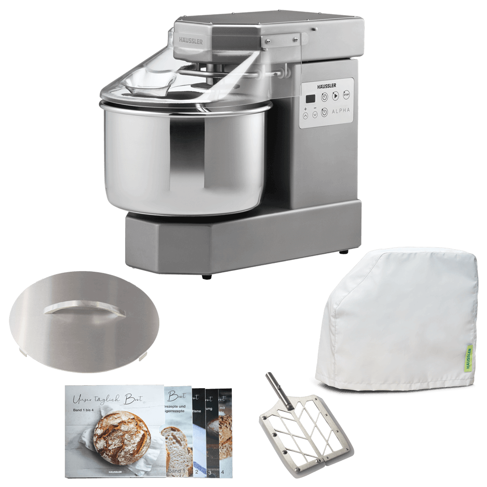 Alpha 1 G Paket 2 Alpha 1G in Edelstahl, Rührpaddel, Bücher ohne Hintergrund