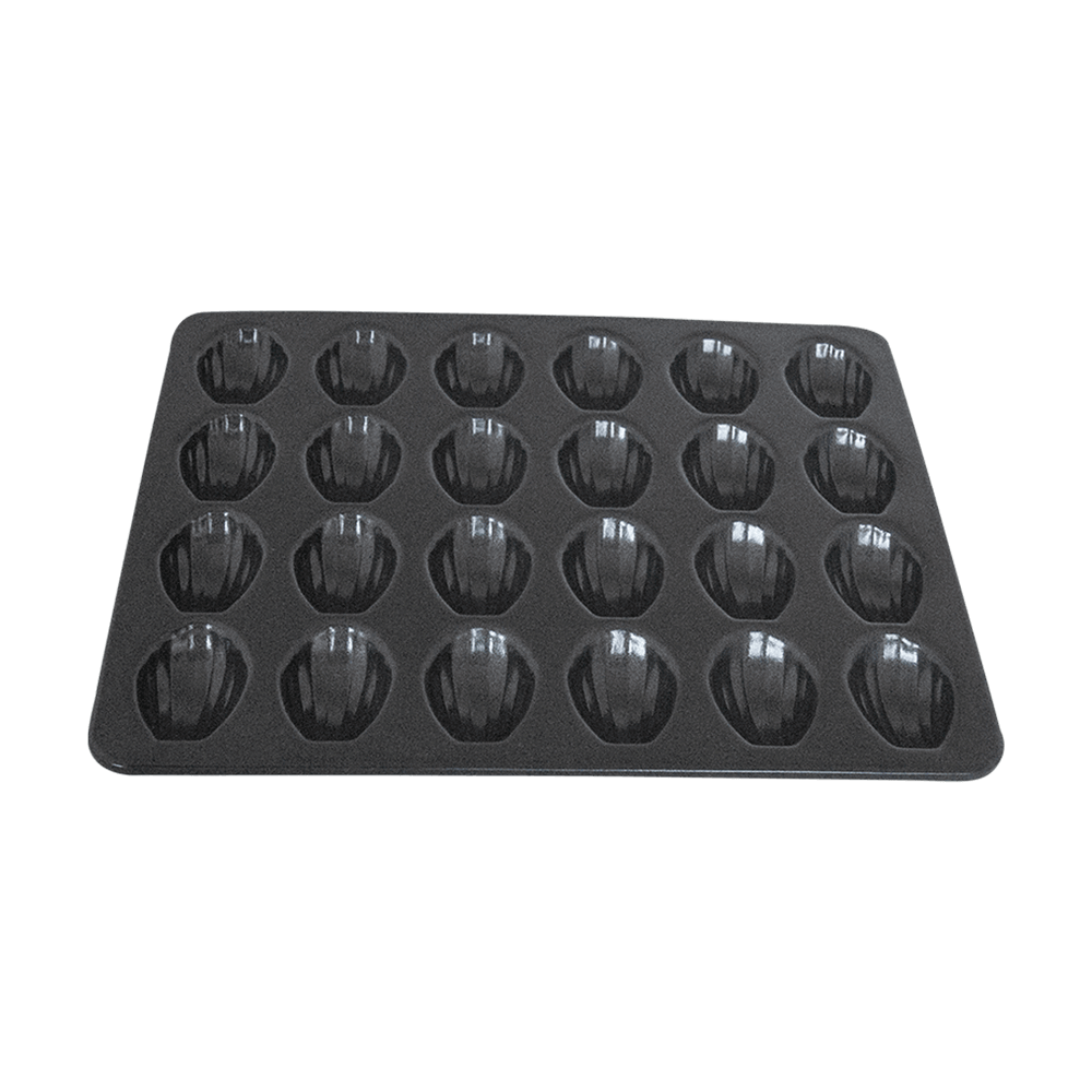 Madleine- und Bärentatzenform Antrazitfarbene Backform mit 24 Mulden für Plätzchen
