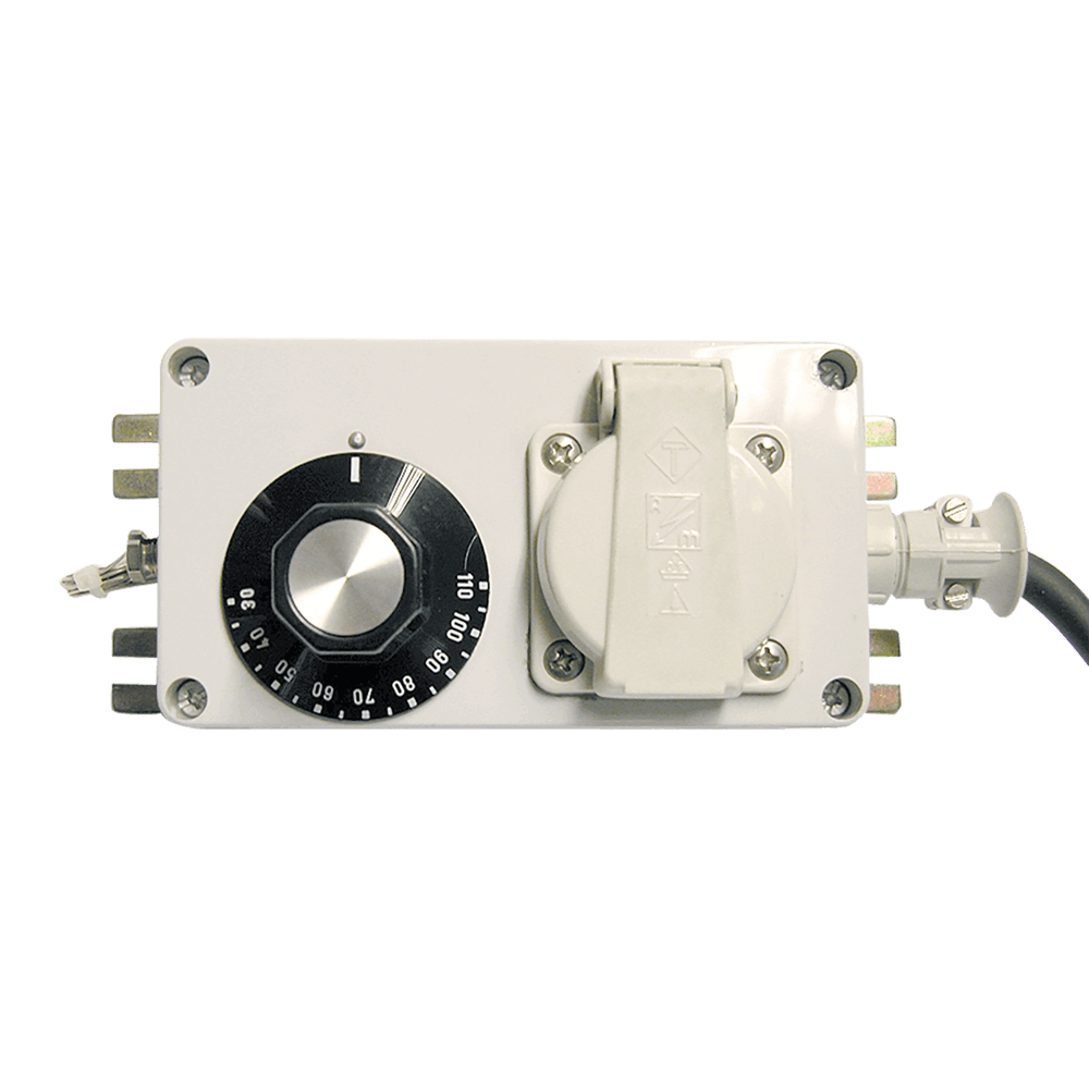 Thermostat für FS 1 und FS 2 Ein elektrischer Thermostat für einen Räucherschrank mit einem Drehregler zur Temperatureinstellung.