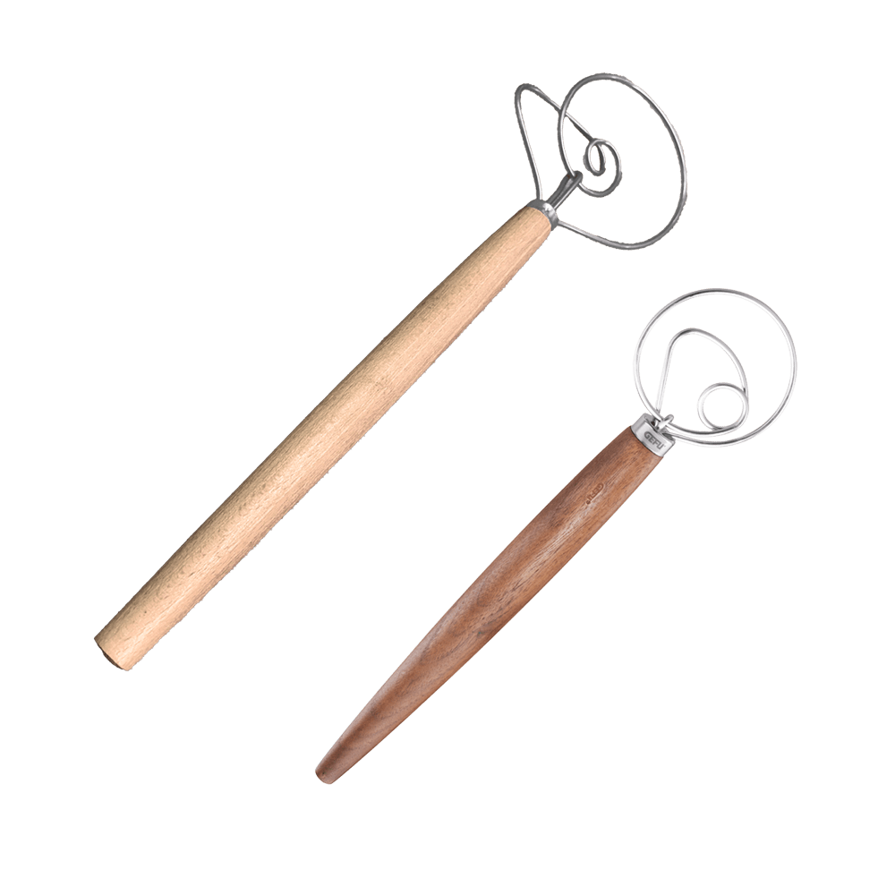 Dänische Schneebesen Zwei Dänische Schneebesen in unterschiedlicher Größe nebeneinander ohne Hintergrund.