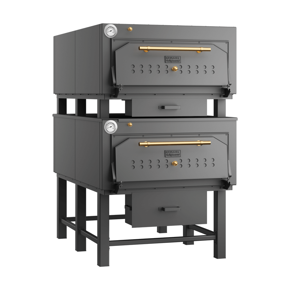 Holzbackofen HABO 15/2, zwei Öfen übereinander. Farbe: anthrazit