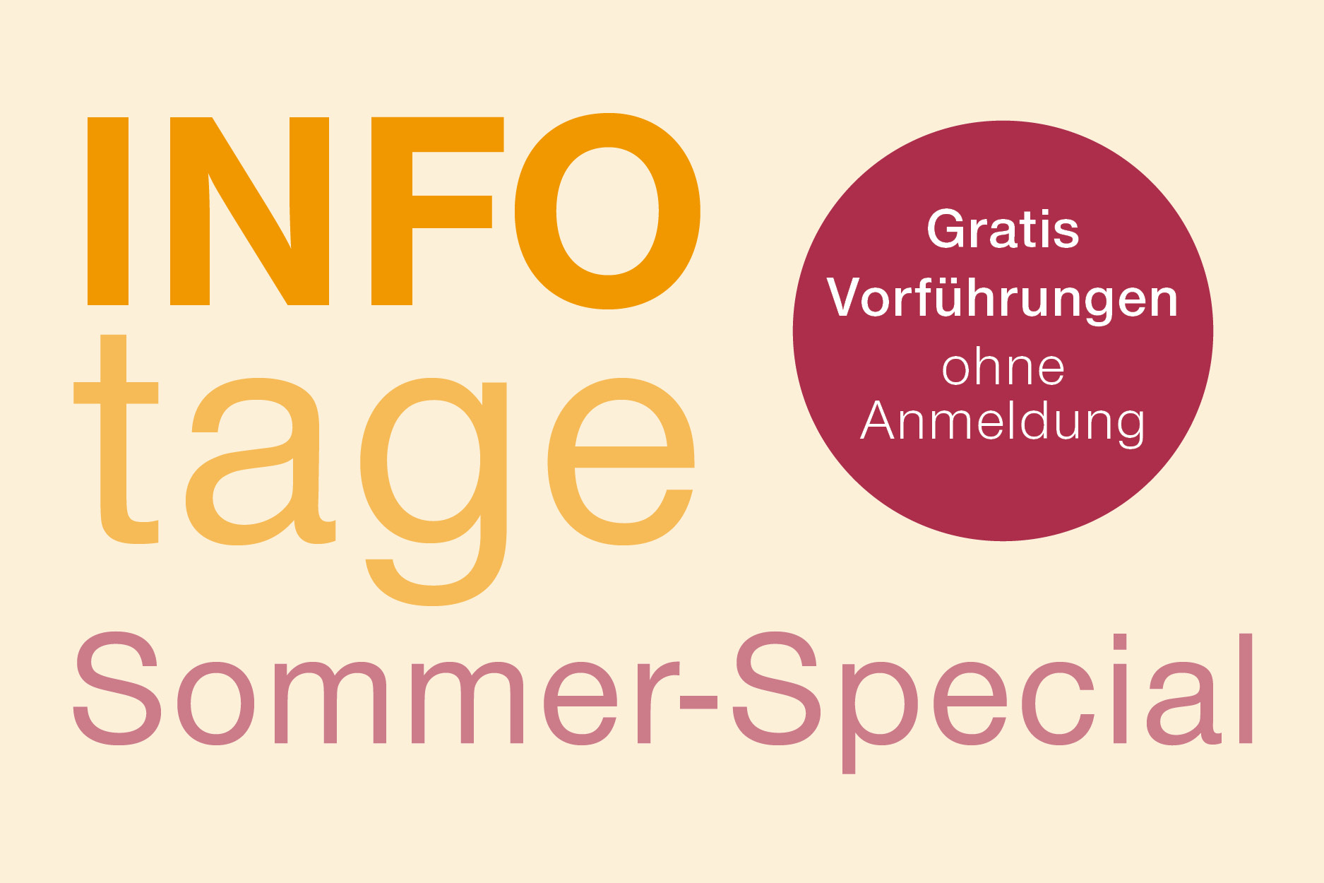 Header_Infotage Infotage im Backdorf. Mehrmals täglich finden kostenlose Vorführungen statt.