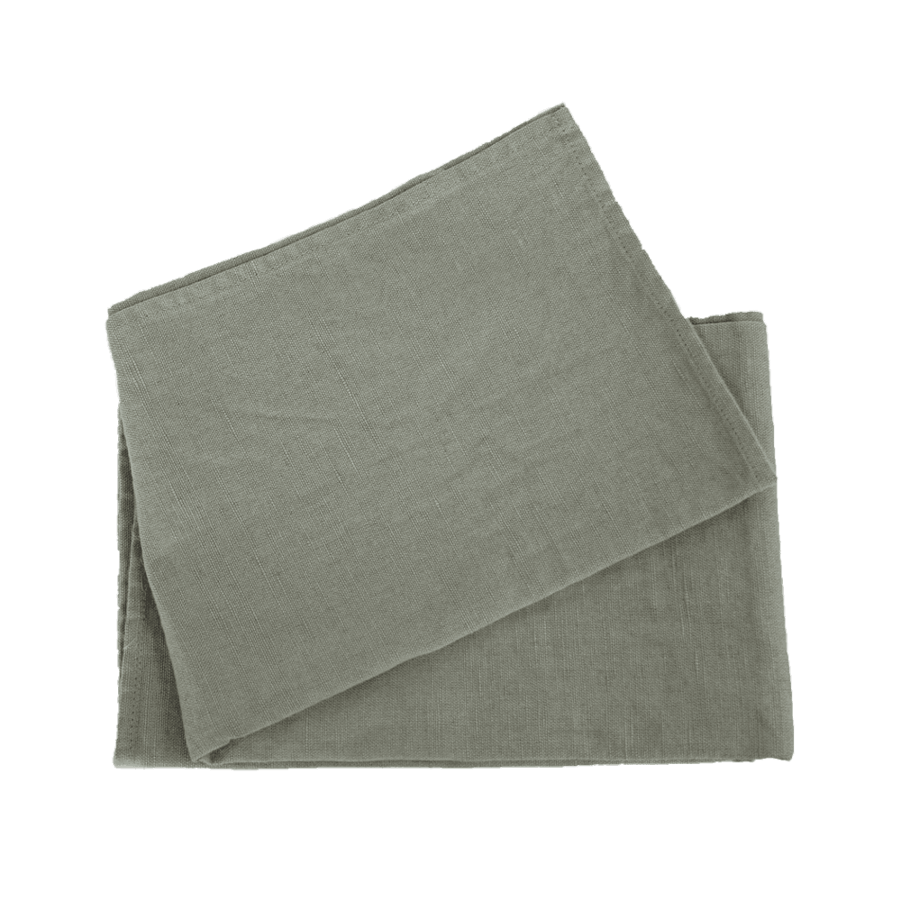 Geschirrtuch aus Leinen Gefaltetes Geschirrtuch aus Leinen grau