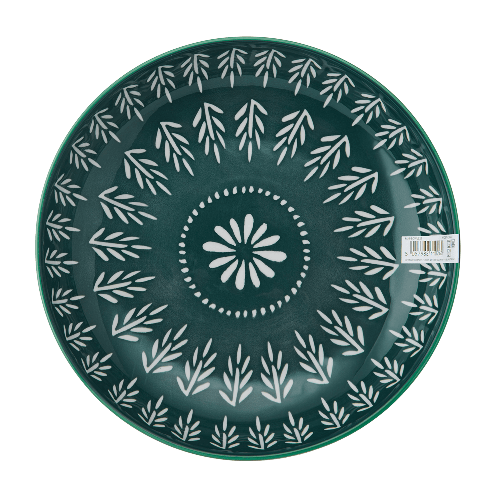 Pasta Bowl mit grünem Muster innen, ohne Hintergrund.