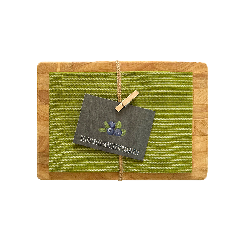 Küchenbrett mit Geschirrtuch & Rezept - grün Küchenbrett mit Geschirrtuch & Rezept - grün