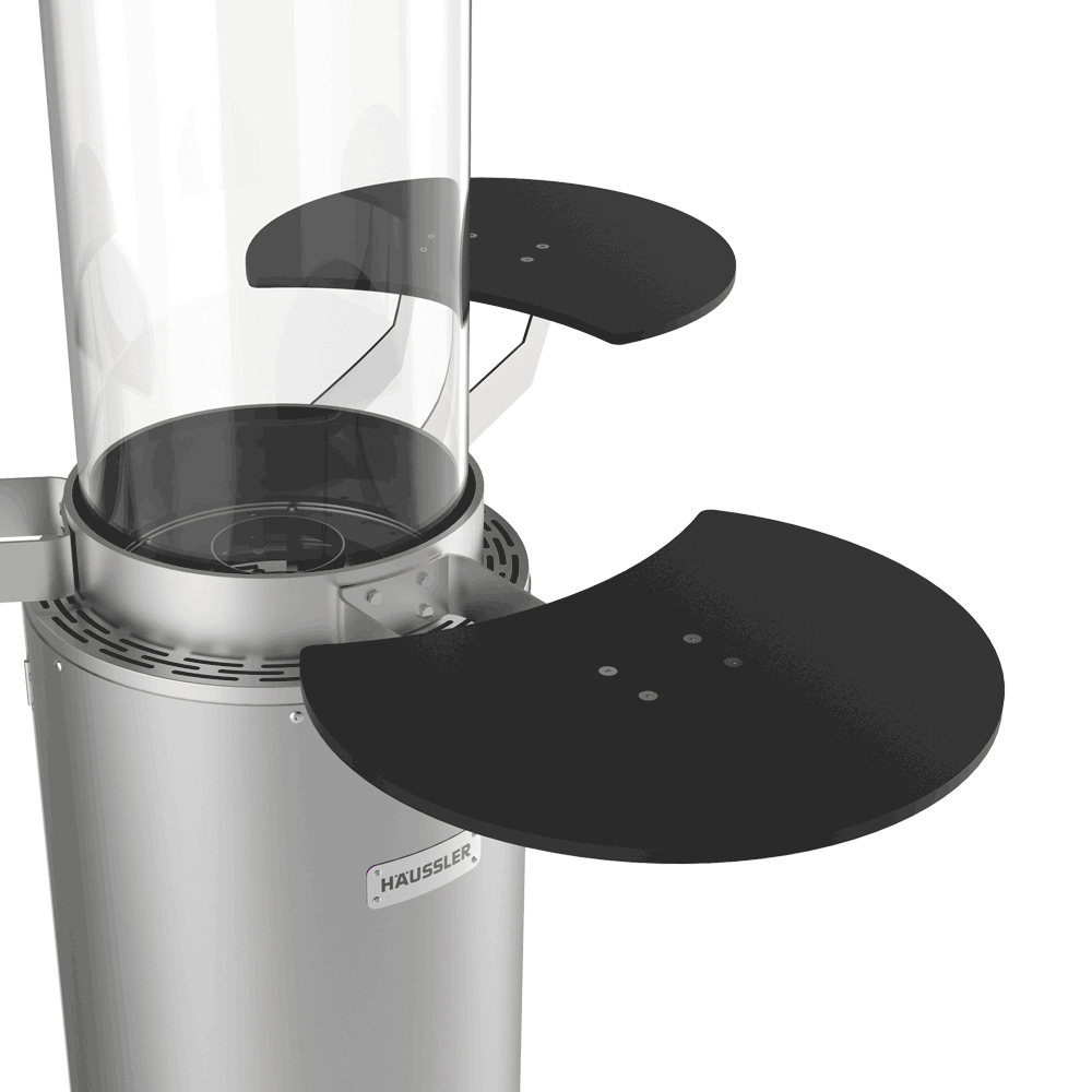 Terrassenstrahler mit Tischen Terrassenstrahler in Nahaufnahme mit Tischen ohne Hintergrund