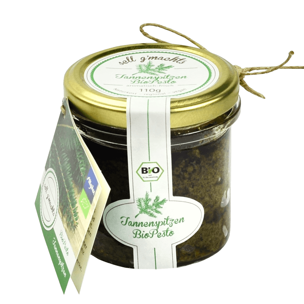 Tannenspitzen Bio Pesto Ein Glas grünes, Tannenspitzen Pesto von Sell g´machts
