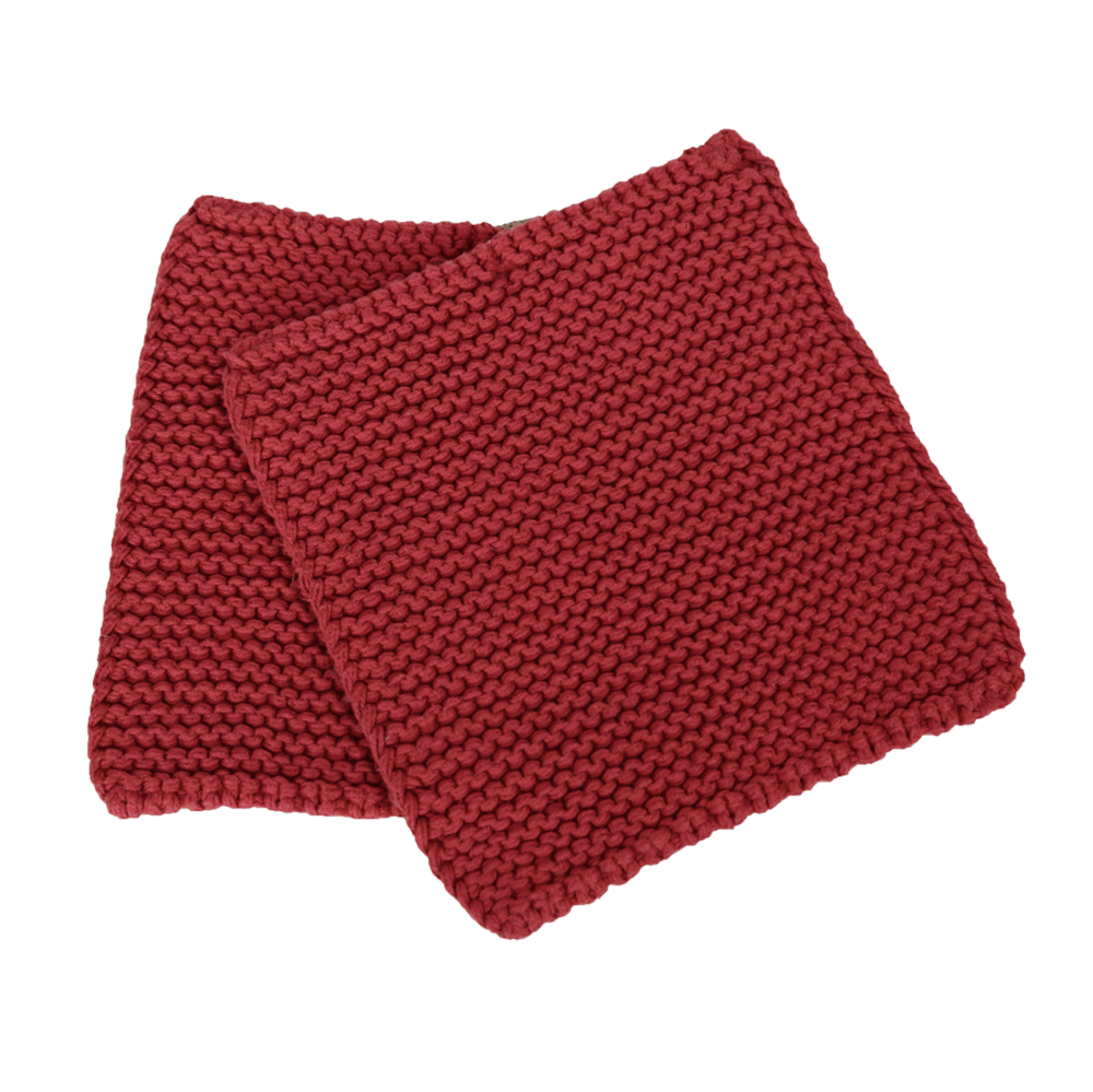 Ein paar Topflappen in dunklem Antikrosa ohne Hintergrund