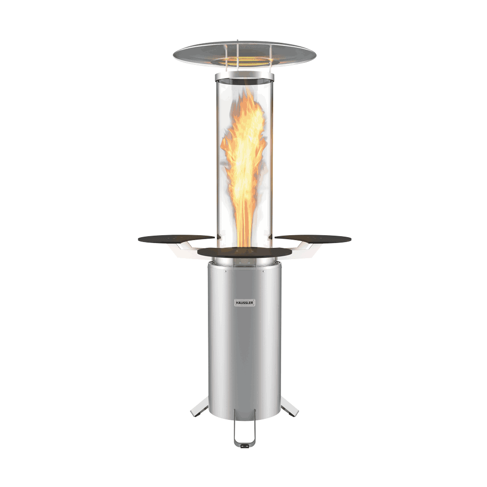 Terrassenstrahler mit Tischen ohne Hintergrund