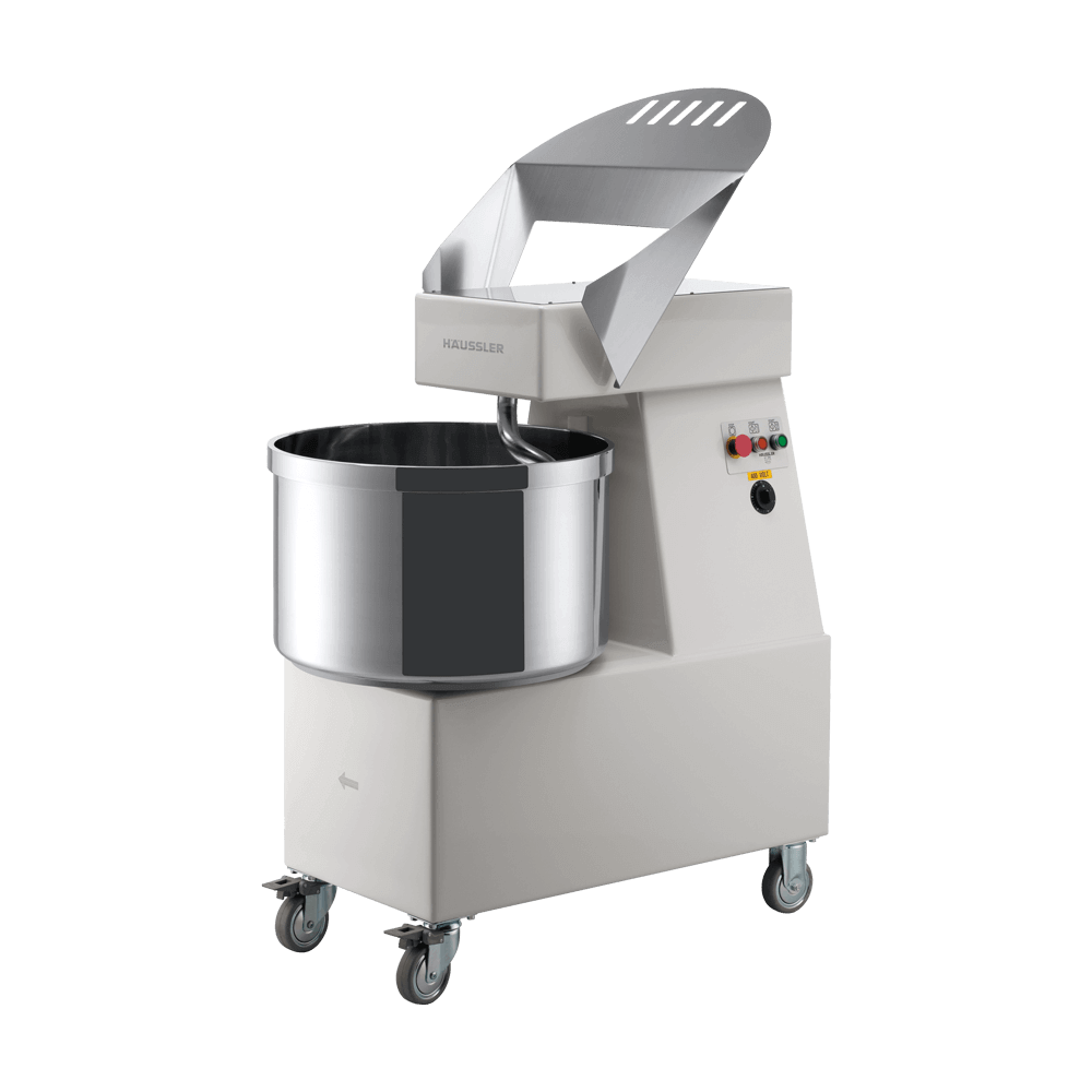 Teigknetmaschine SP70F Teigknetmaschine mit hochschwenkbarem Deckel, auf Rädern in der Farbe weiß