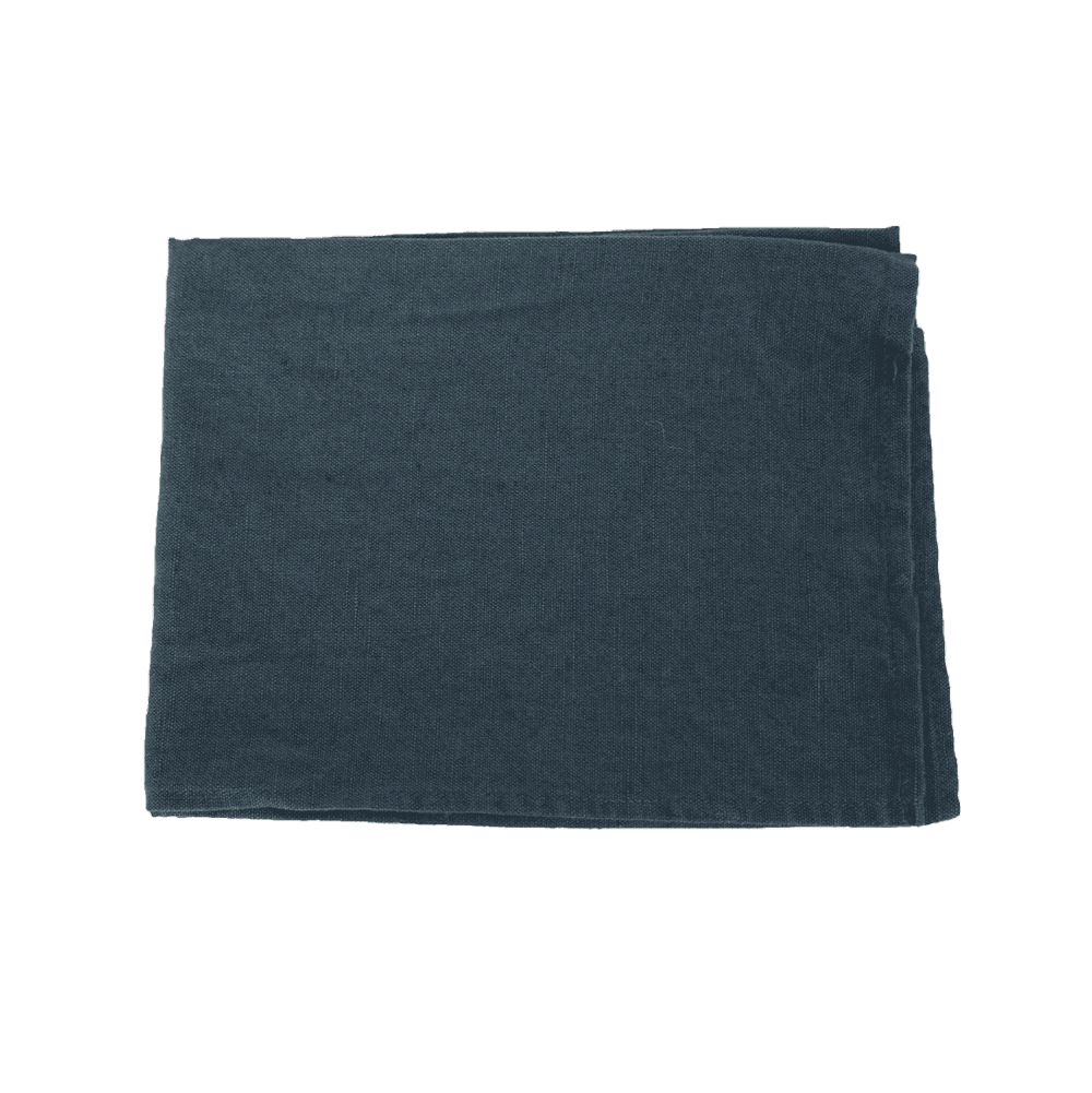 Gefaltetes Geschirrtuch aus Leinen dunkelblau