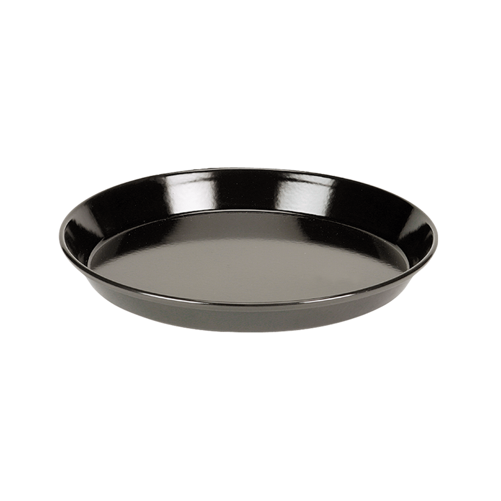 Kuchenrundform 30 cm Schwarze Pizza- und Kuchenrundform mit Quarz-Emaille-Beschichtung ohne Hintergrund.