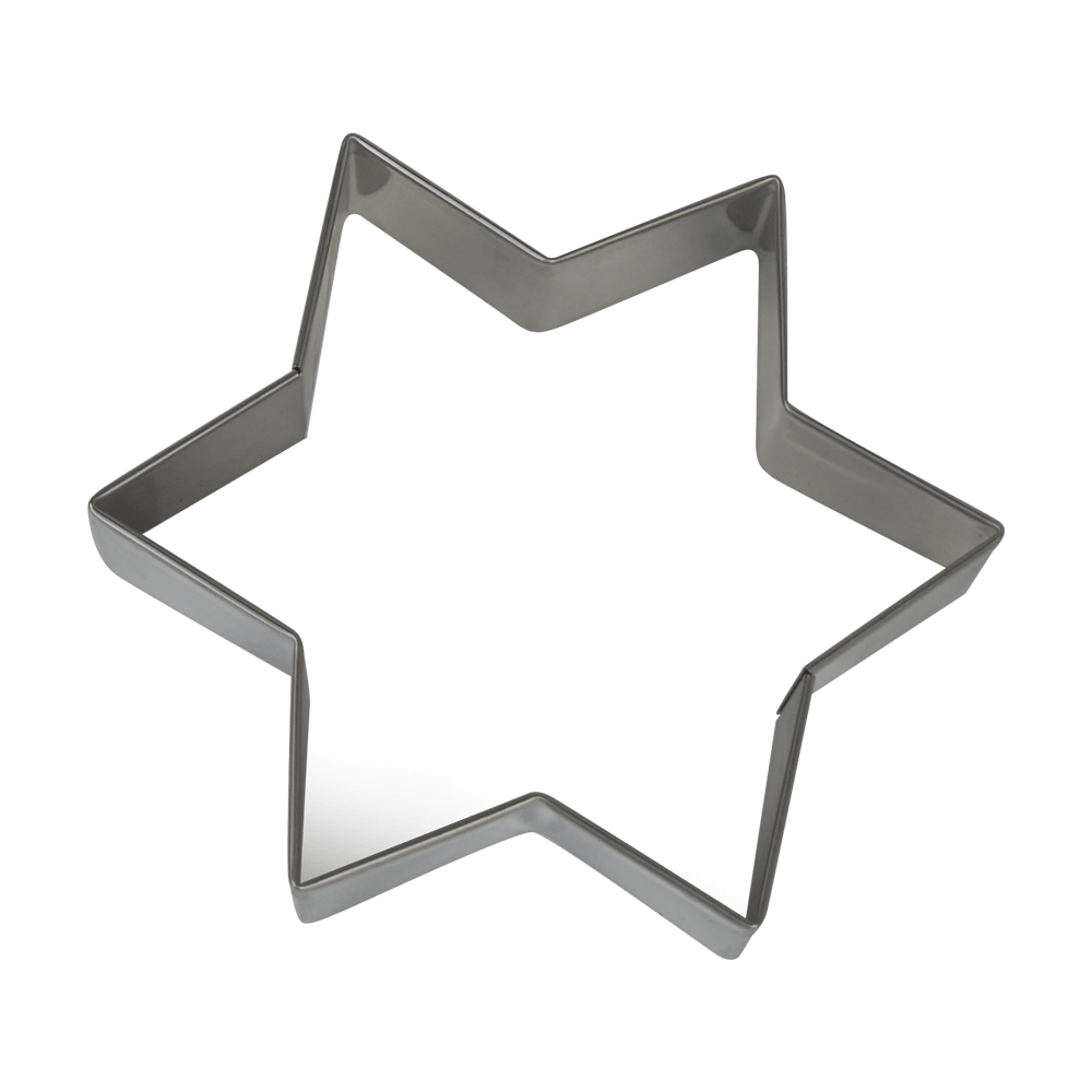 Sternbackrahmen klein Ein Sternbackrahmen wird von oben gezeigt mit den Maßen 14 auf 16 auf 4 Zentimeter. Ohne Hintergrund abgebildet