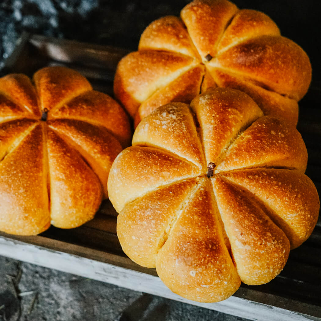 Diese Kürbisbrote sind ein echter Hingucker! Drei Kürbisbrot in Kürbisform