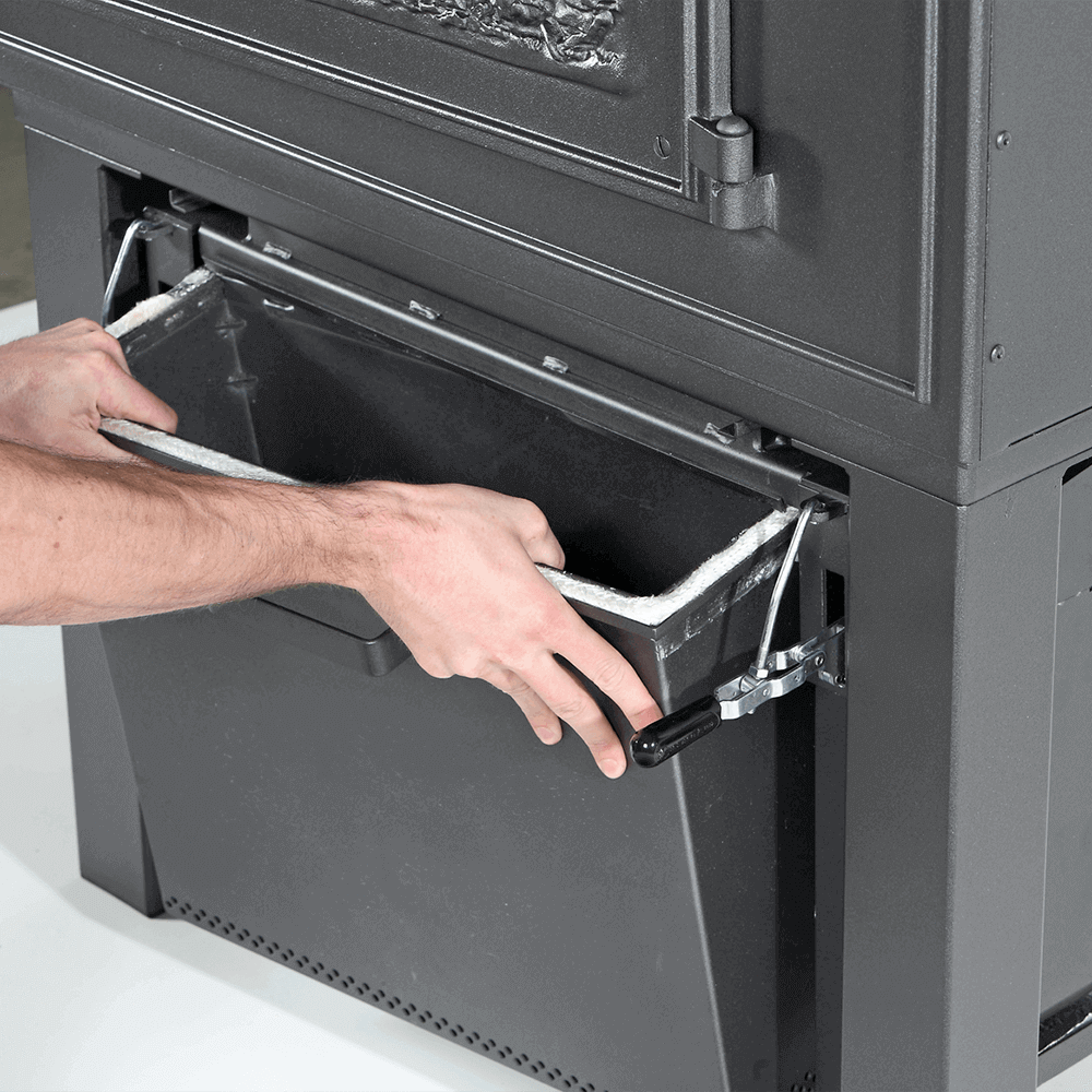 HABO Pellet 4/6 Holzbackofen 4/6 mit Pelletbefeuerung Detailansicht Schublade für Pellets