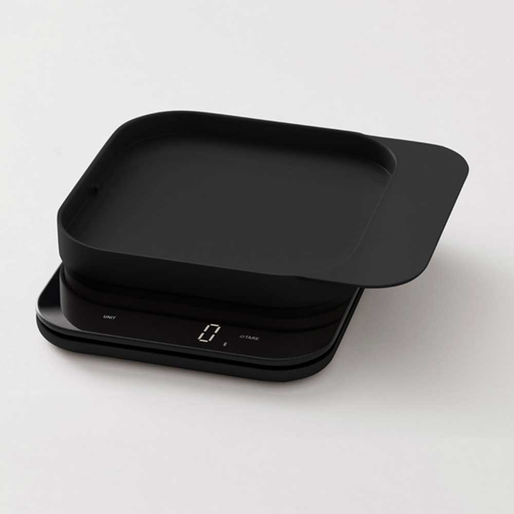 Digitale Küchenwaage mit abnehmbarer Schale aus Kunststoff, Wiegebereich 1 g bis 10 kg, Anzeige in g, kg und m