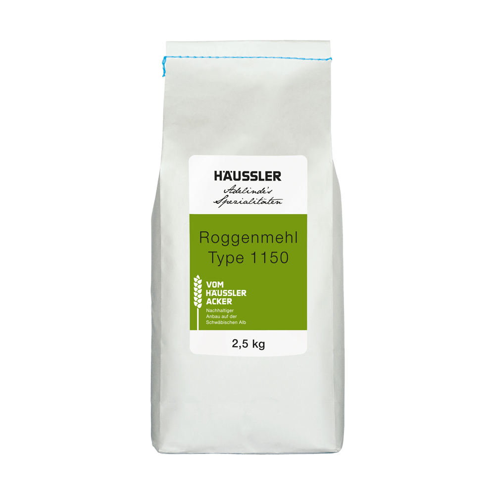 2,5 kg Mehlpackung mit Roggenmehl Type 1050 ohne Hintergrund.