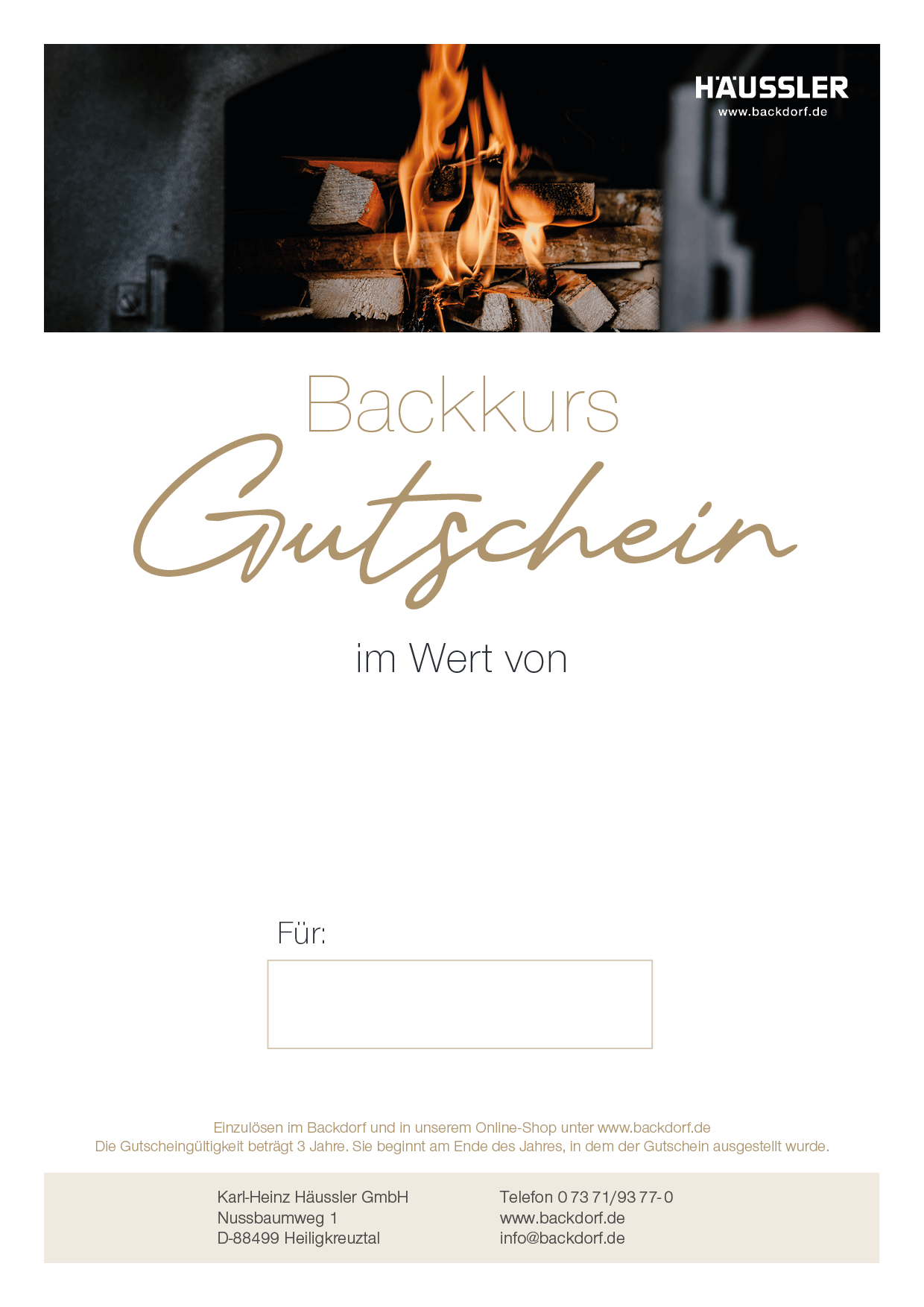 Gutschein mit Feuerbild