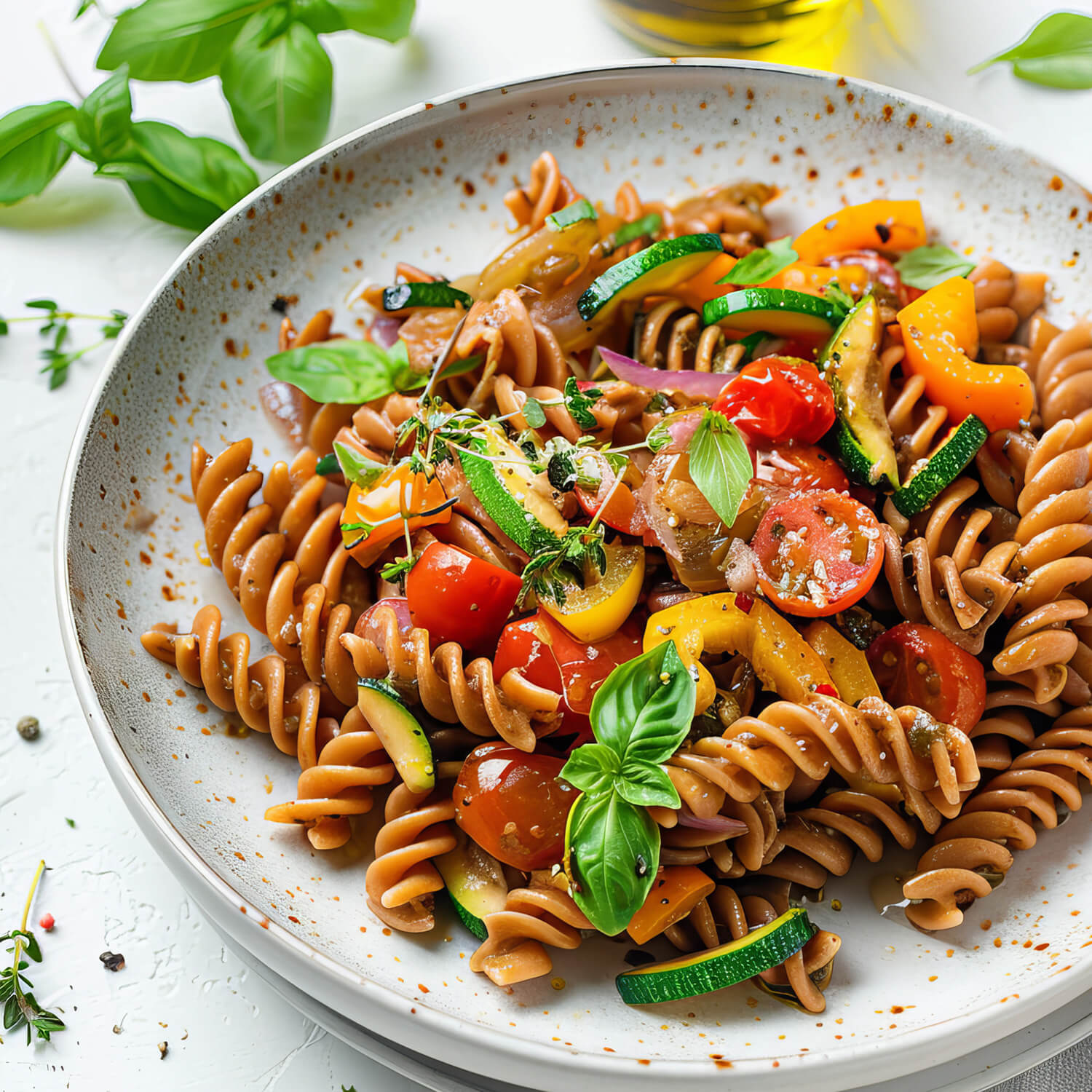 Vollkornudeln mit Pasta Bella hergestellt Vollkornnudeln mit Gemüse