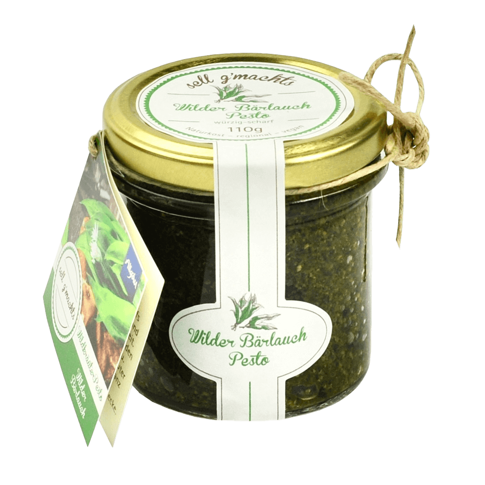 Wilder Bärlauch, Bio Pesto Ein Glas grünes, wilder Bärlauchpesto von Sell g´machts