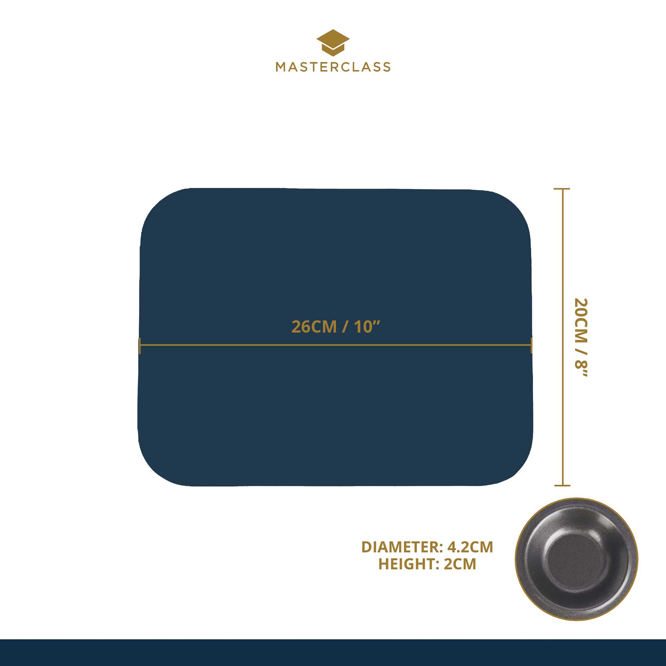 Muffinform mit 12 Mulden Skizze von den Abmaßen einer Muffinbackform