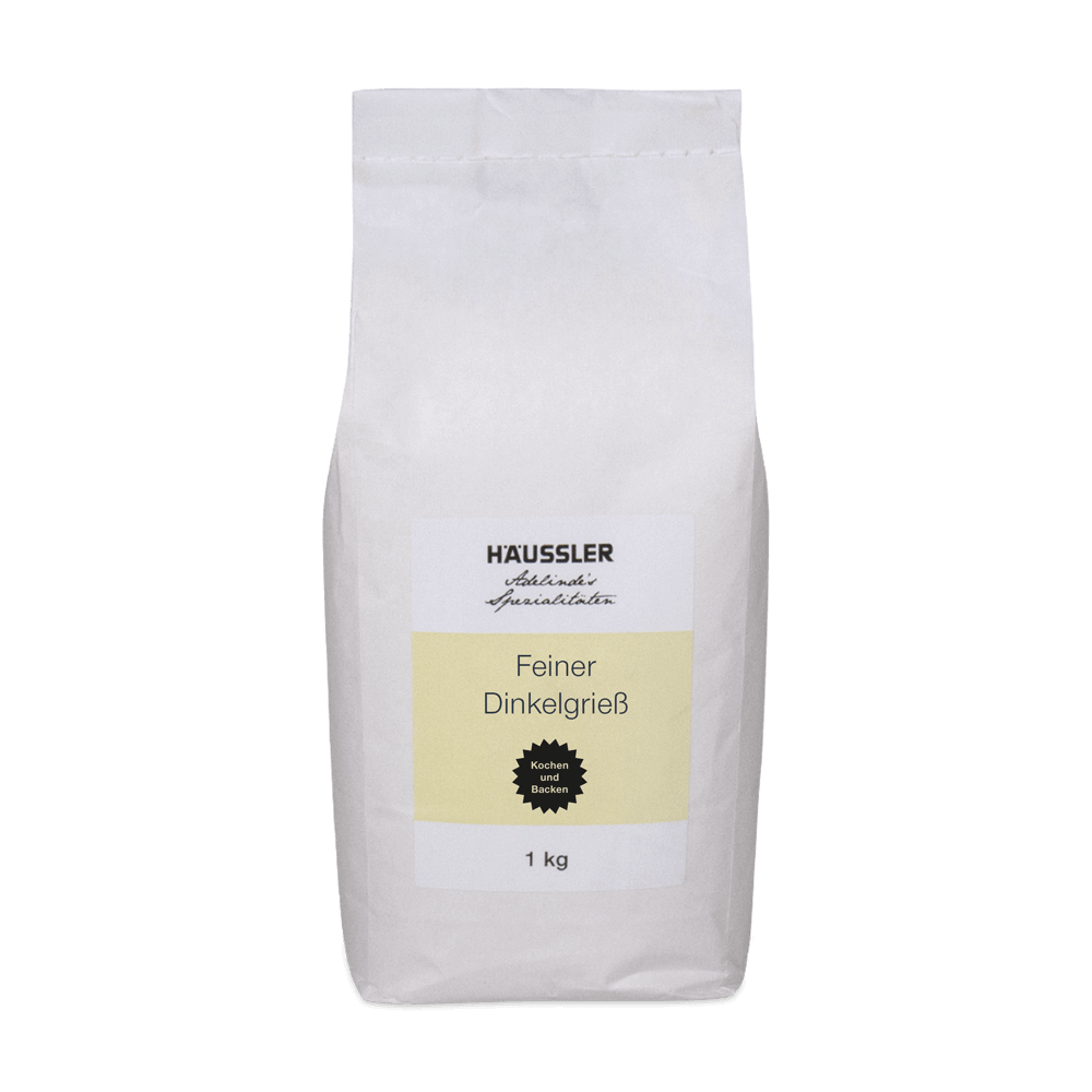 Dinkelgrieß, 1 kg Feiner Dinkelgrieß in Tüte ohne Hintergrund