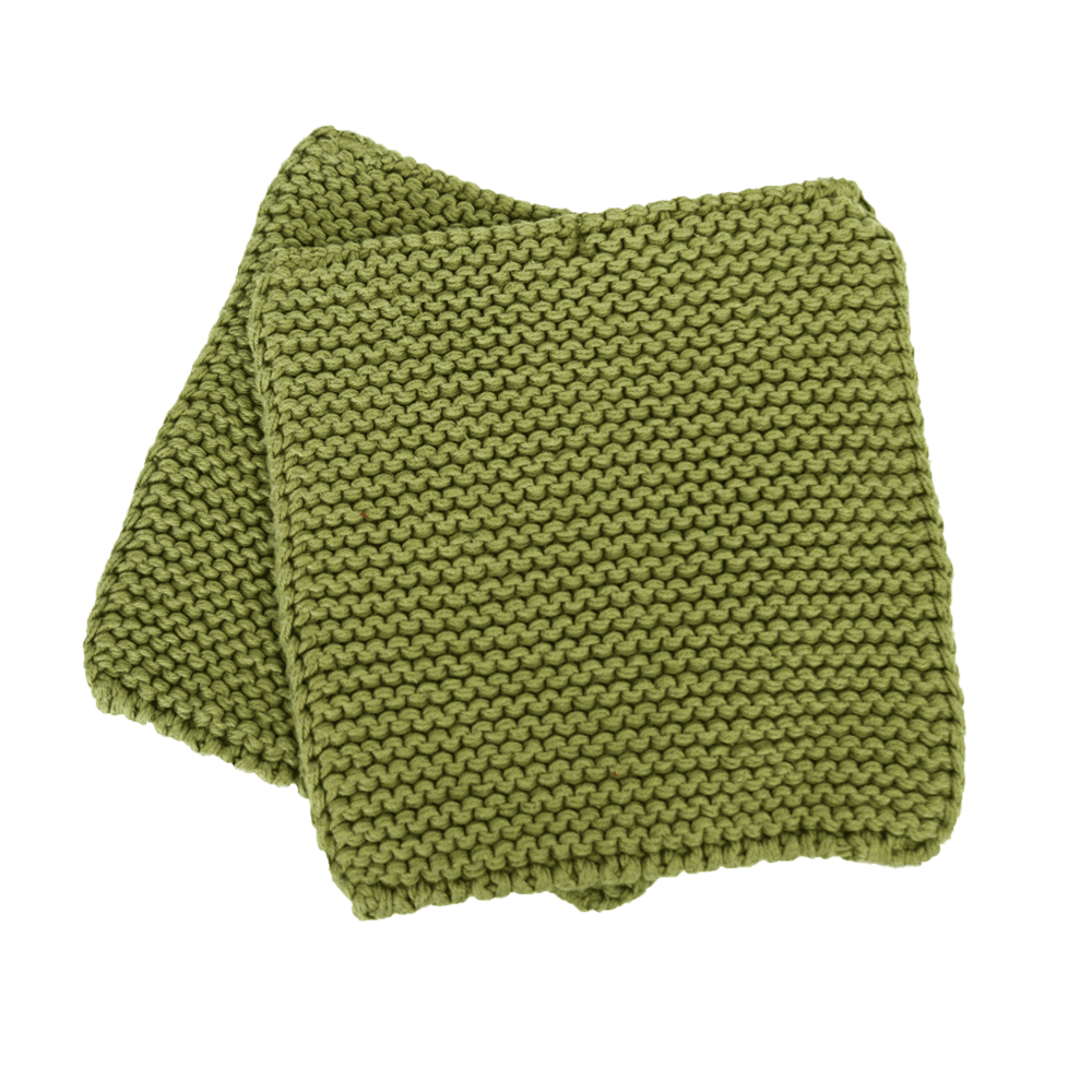 Ein paar Topflappen in Olive ohne Hintergrund