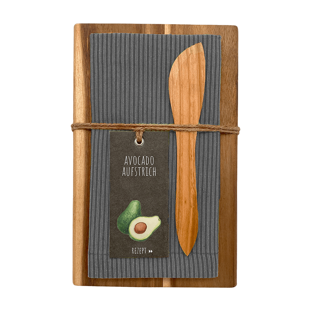 Vesperbrett & Aufstrichmesser mit Geschirrtuch - dunkelgrau