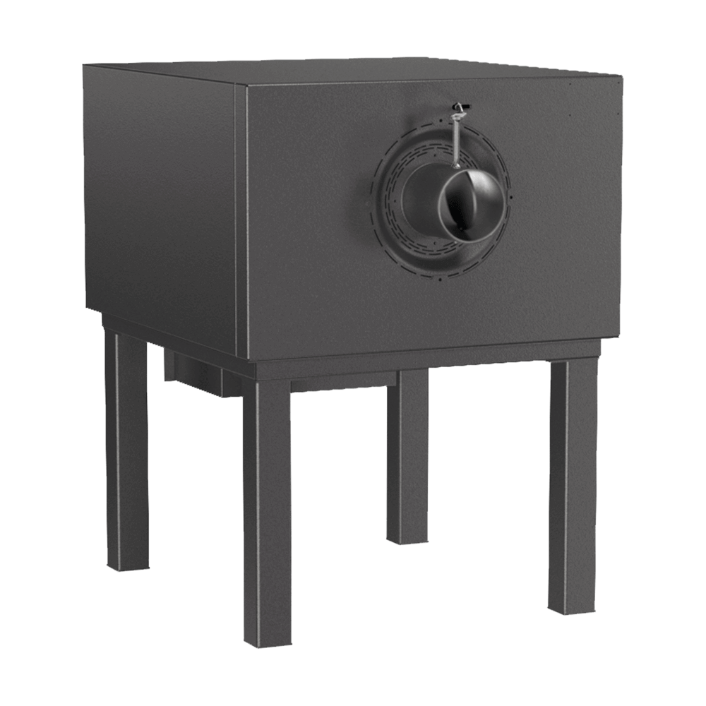 Holzbackofen für Familien und Backbegeisterte Holzbackofen von hinten ohne Rauchrohr und offener Klappe