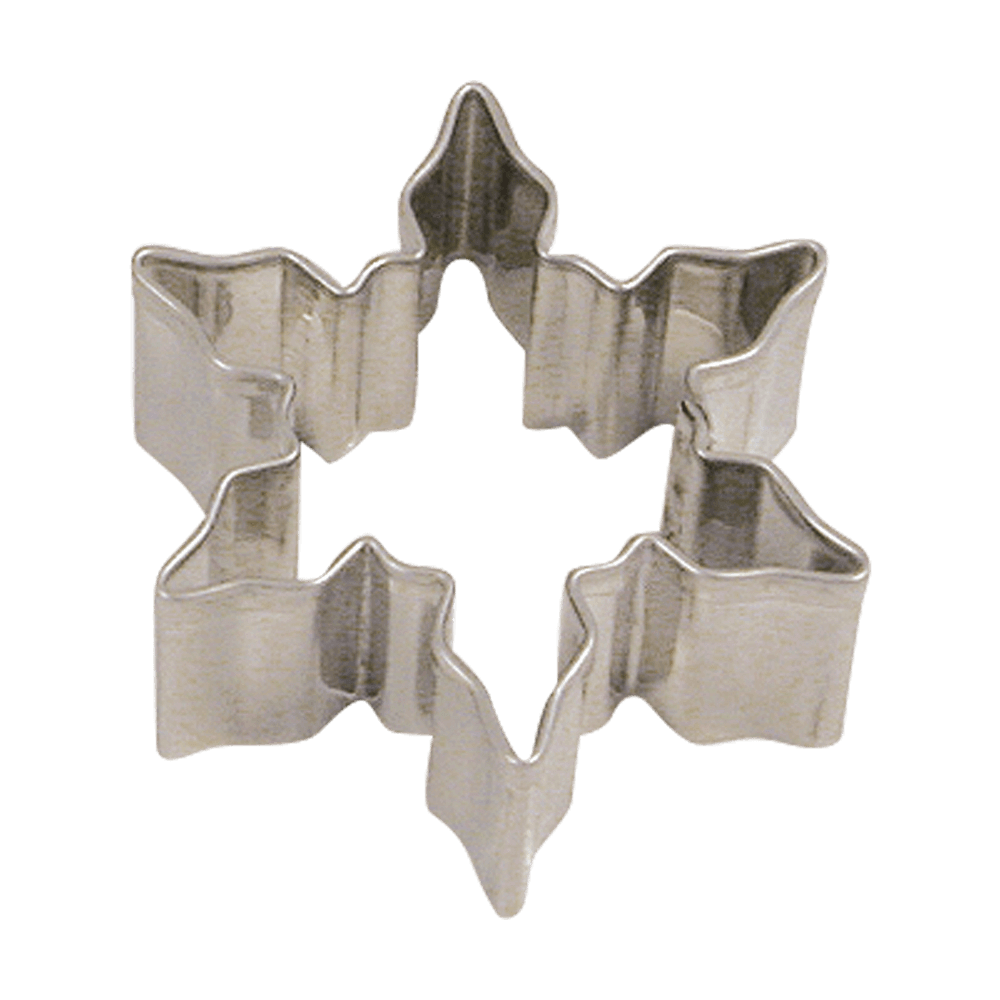 Weihnachtsausstecher Edelstahl Ausstecher aus Edelstahl in Eiskristallform ohne Hintergrund.